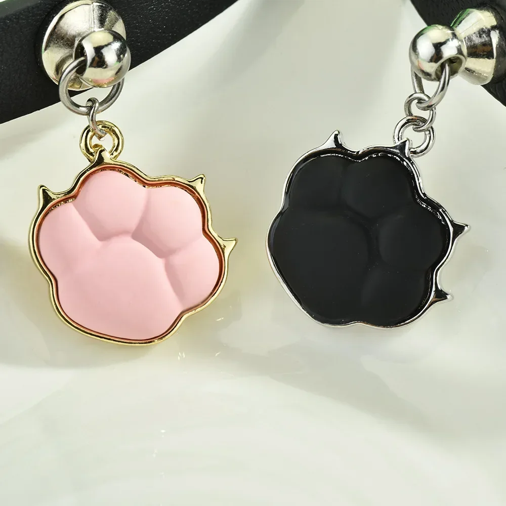 2025年 反逆の子犬の首輪、メス犬の首輪、猫の肉球、本革リベット、チョーカーネックレス、パンクネックレス