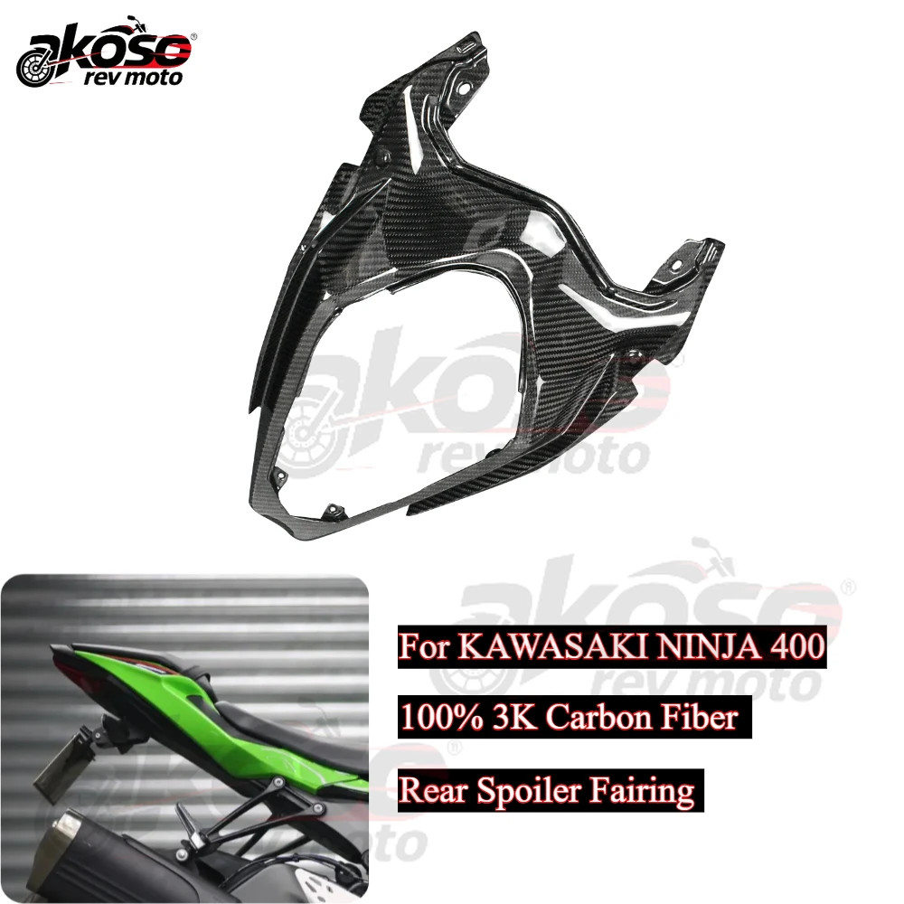 

100% 3K Carbon Fiber Motorcycle Accessories Rear Spoiler Fairing Upper Rear Seat Panel Cowl For EX400 Ninja400 Z400 2018-2023