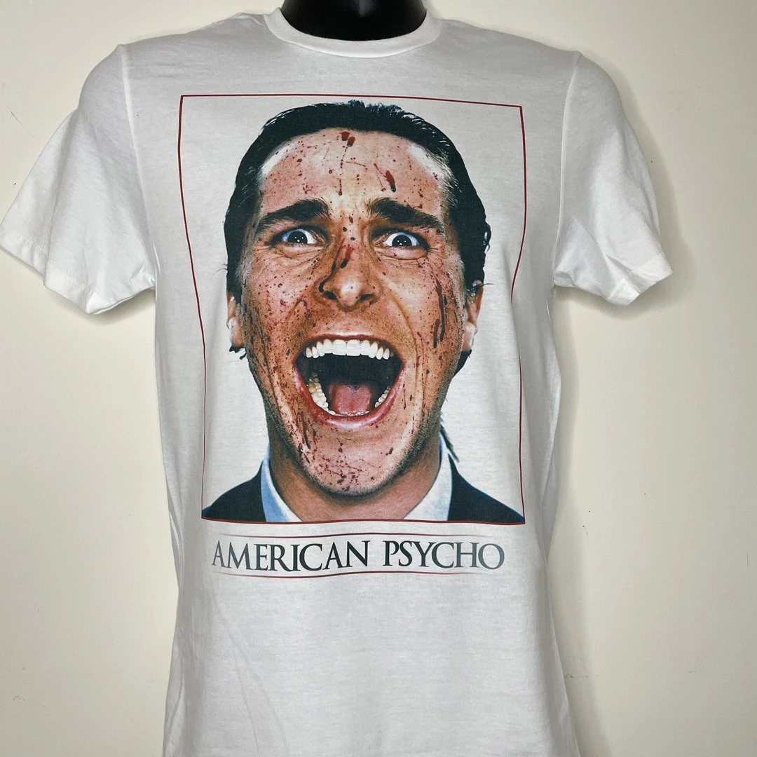 American Psycho - Vintage Retro Film 80s 90s Cinema - Patrick Bateman Bloody Face - Psycho Shirt