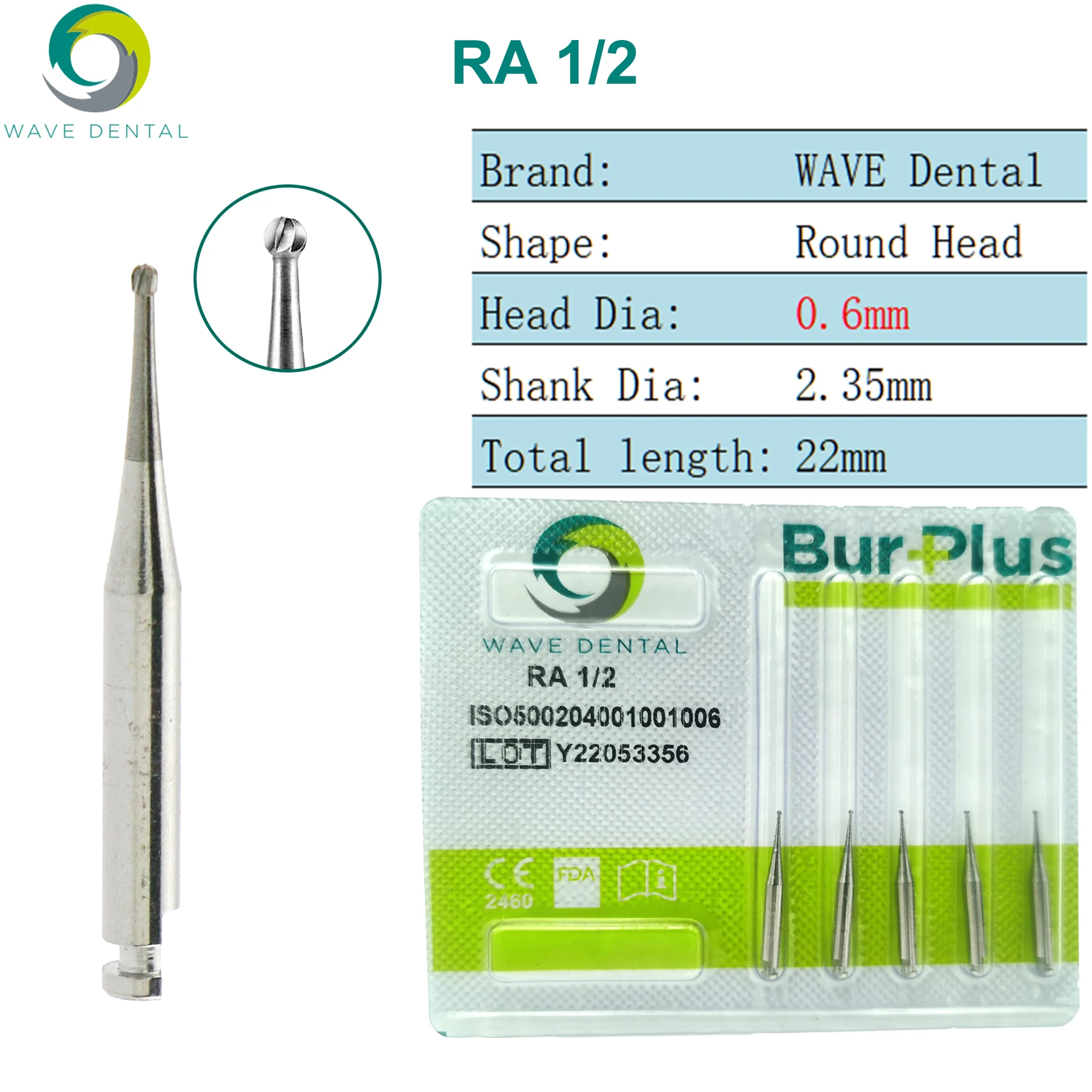 WAVE Tandheelkundige Burs Wolfraamcarbide Lage Snelheid Bur Tandheelkundige Aardbeien RA Ronde Bal Hoofd Tandheelkunde Boor Voor Tandarts 5 stks/pak