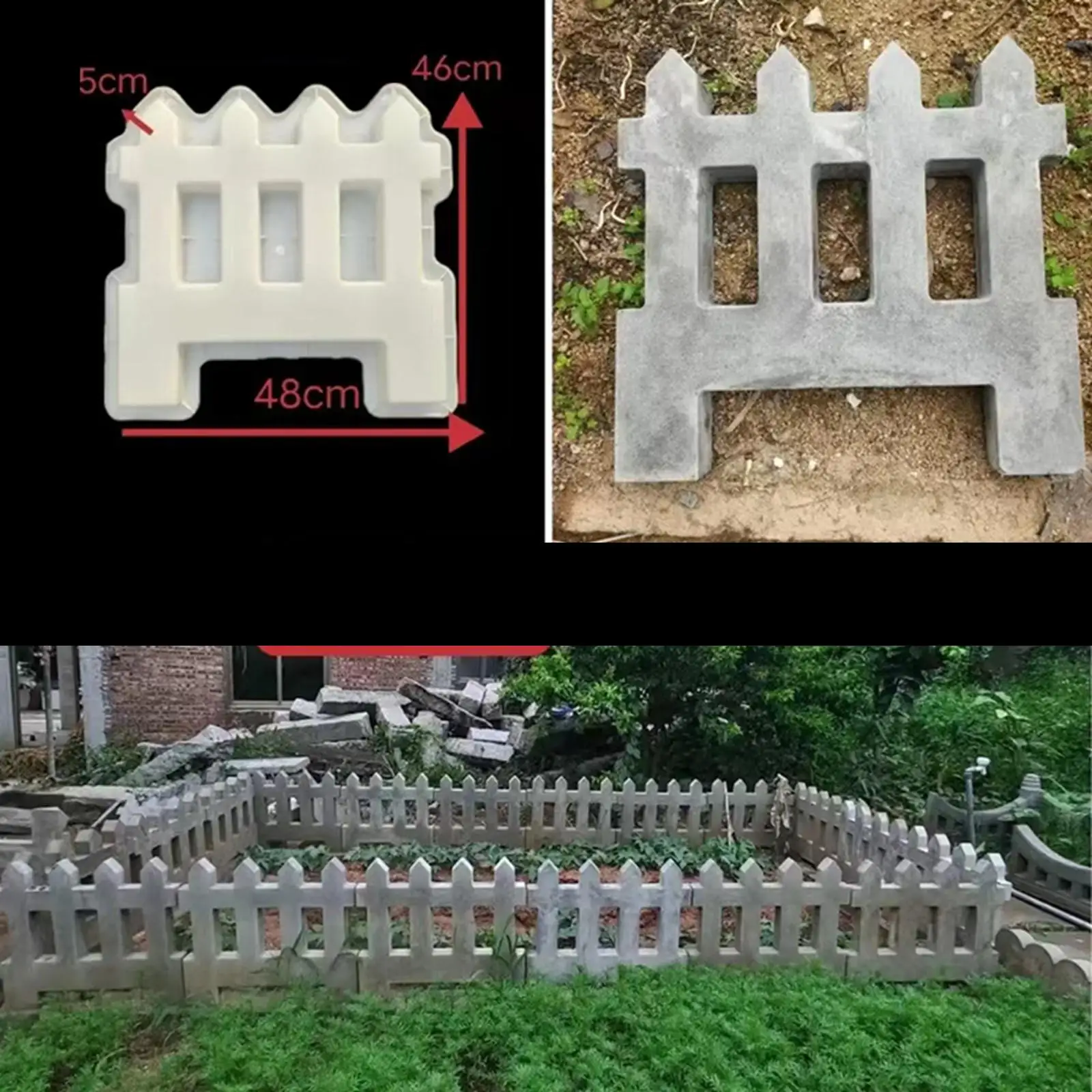Garden Border Model Resin Casting Easy to Use DIY Fencing Landscaping Reusable for Flower Bed Lawn Patio Yard Porch
