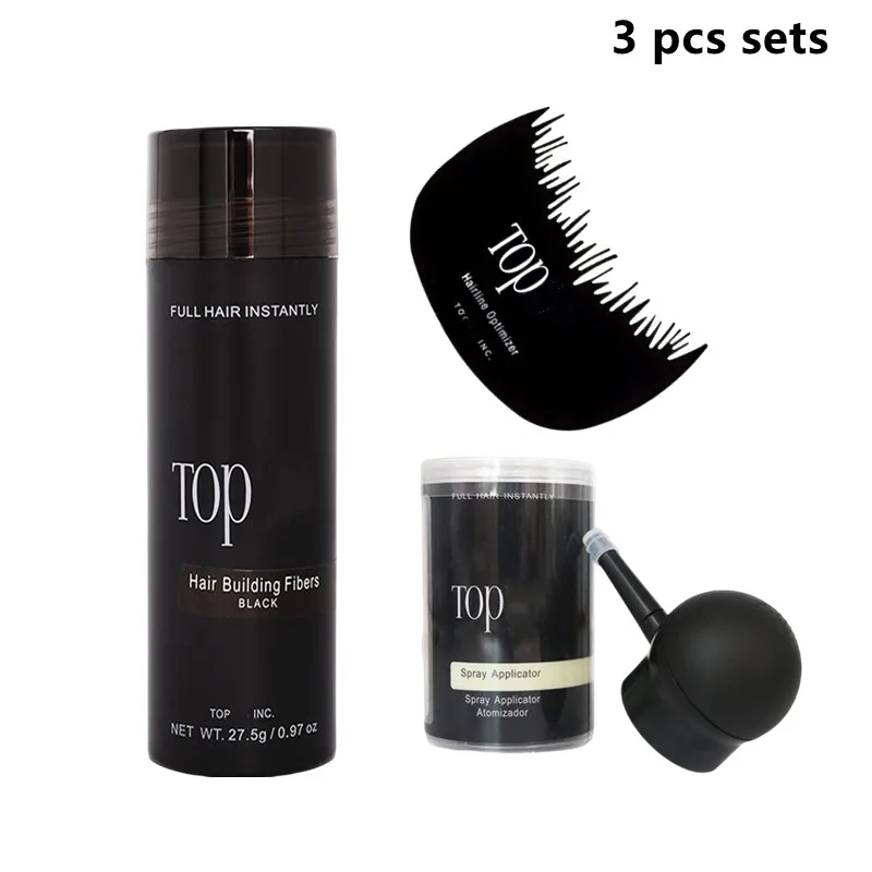 3 Pcs Set Hair Fibers Regrowth Powders Keratin Applicator Hair Building Fibers Spray Pump Hair Growth Products Hair Care 27.5g