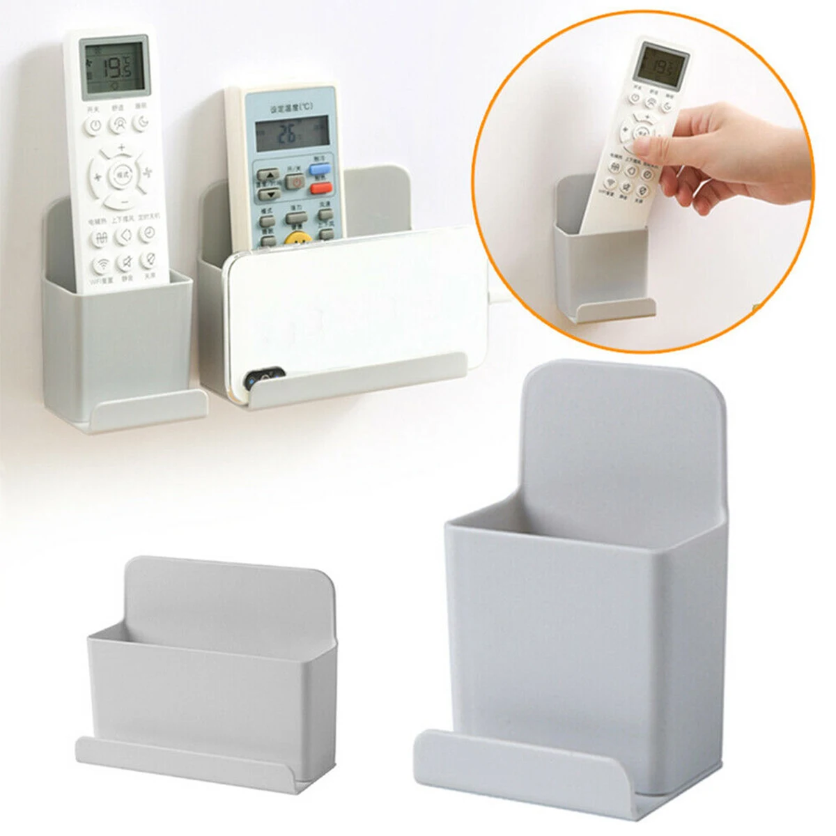 

2024 New Household Use for Mobile Phone Remote Control Plug Storage Rack Bathroom Wall Mounted Toothbrush Storage Box