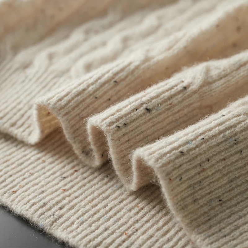 MVLYFLRT Men's 100% Merino Wool Sweater round Neck Pullover Long Sleeve Autumn Winter Fried Dough Twist Knitwear 2094160