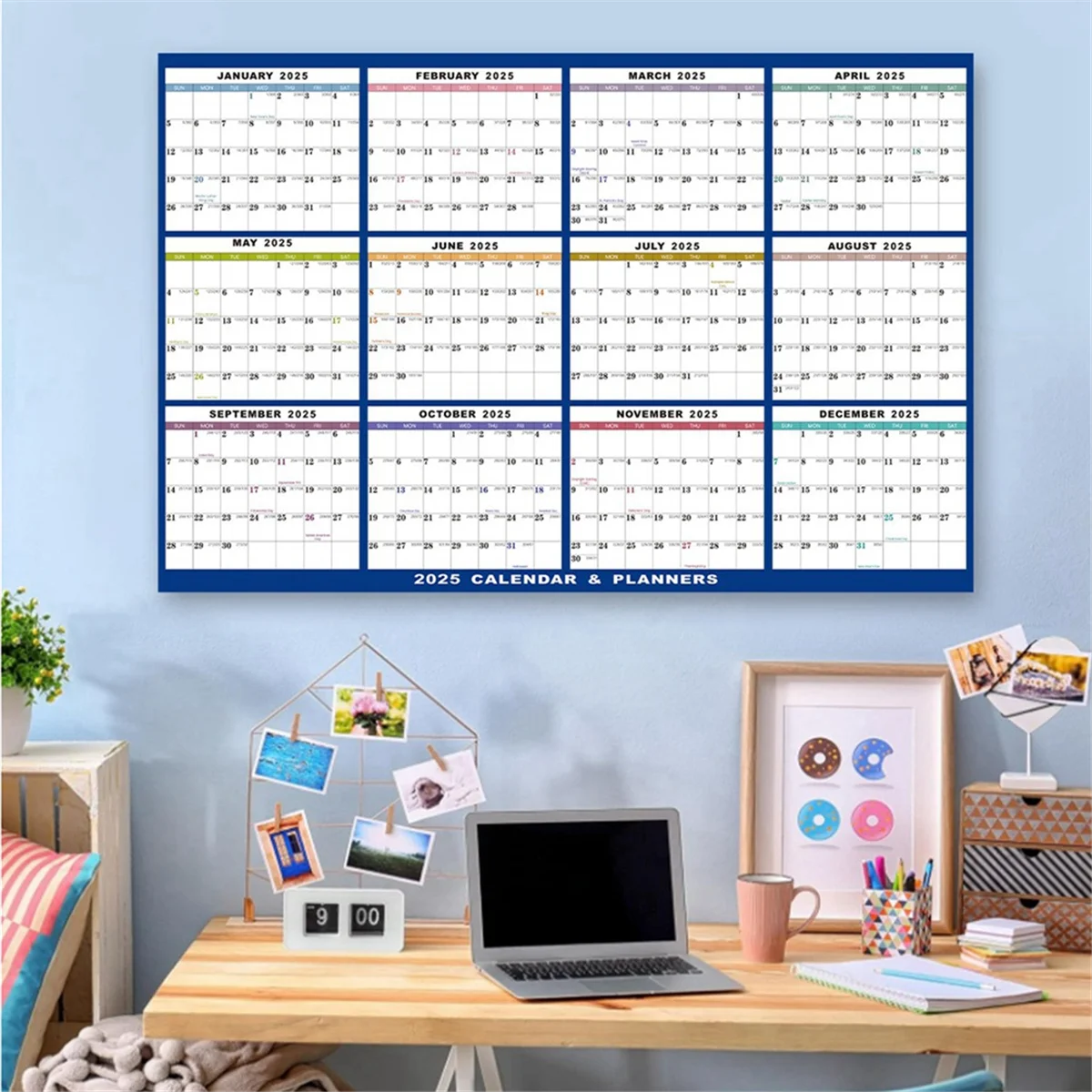 Erasable Whiteboard Calendar Monthly Weekly Planner Clear 12 Month Wet Dry Board for Wall Home Officee Reusable