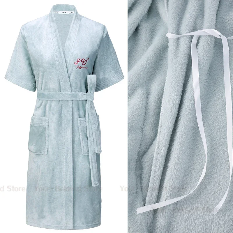 المرأة الدافئة المرجان المخملية كيمونو ثوب امتصاص الماء روب استحمام الذكور عشاق دش ملابس المنزل 2025 الخريف الشتاء ملابس خاصة جديدة