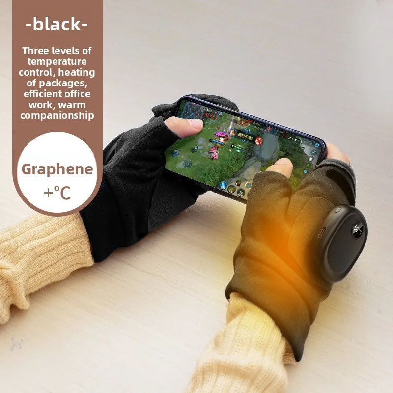 3-in-1 Graphene Heating Gloves - 3 Heat Levels, USB Rechargeable 800mAh for Gaming, Outdoor & Indoor Use