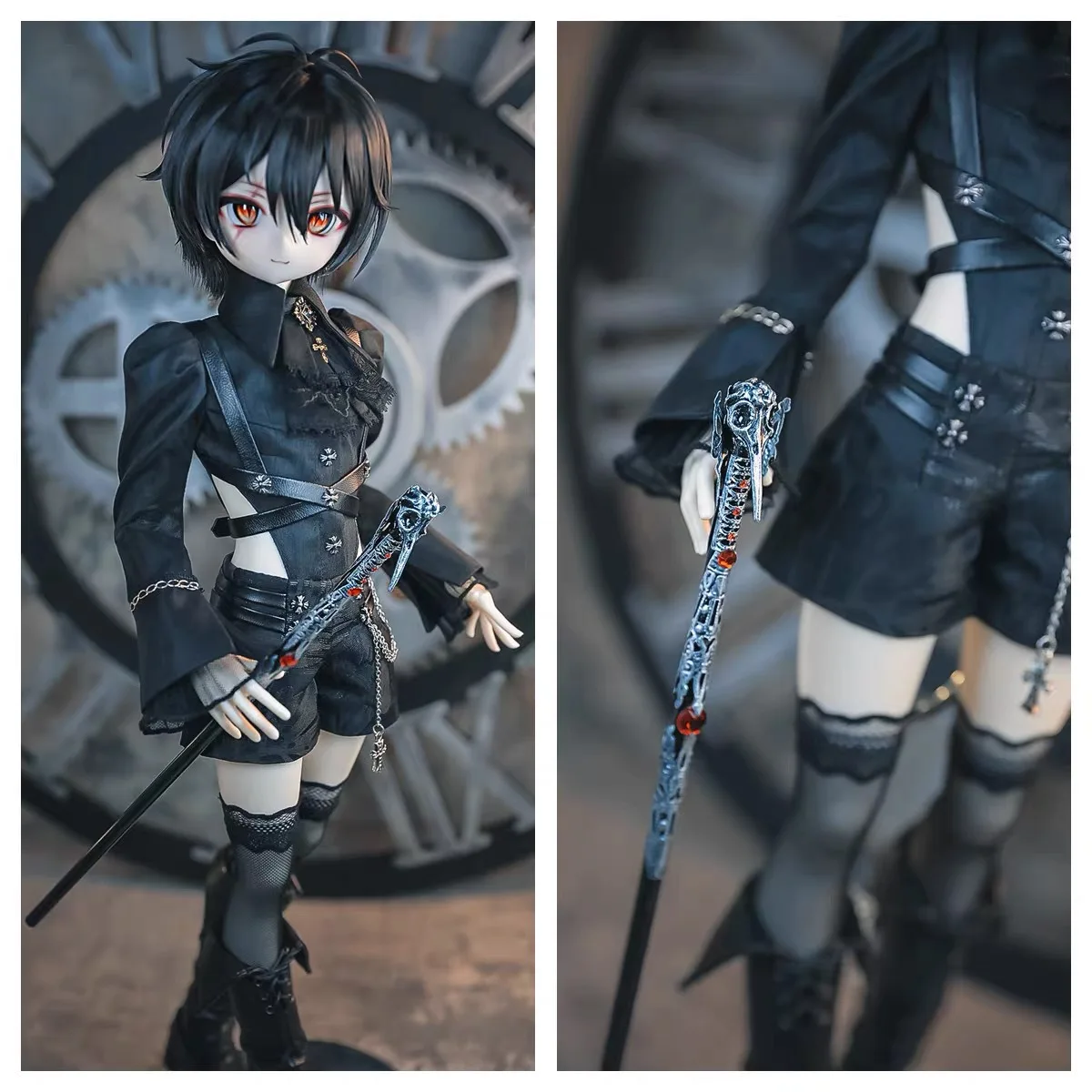 

Doll accessories wand "Darkness and Light" 1/4 1/3 BJD walking stick, western fantasy style staffs stick 1 piece free shipping