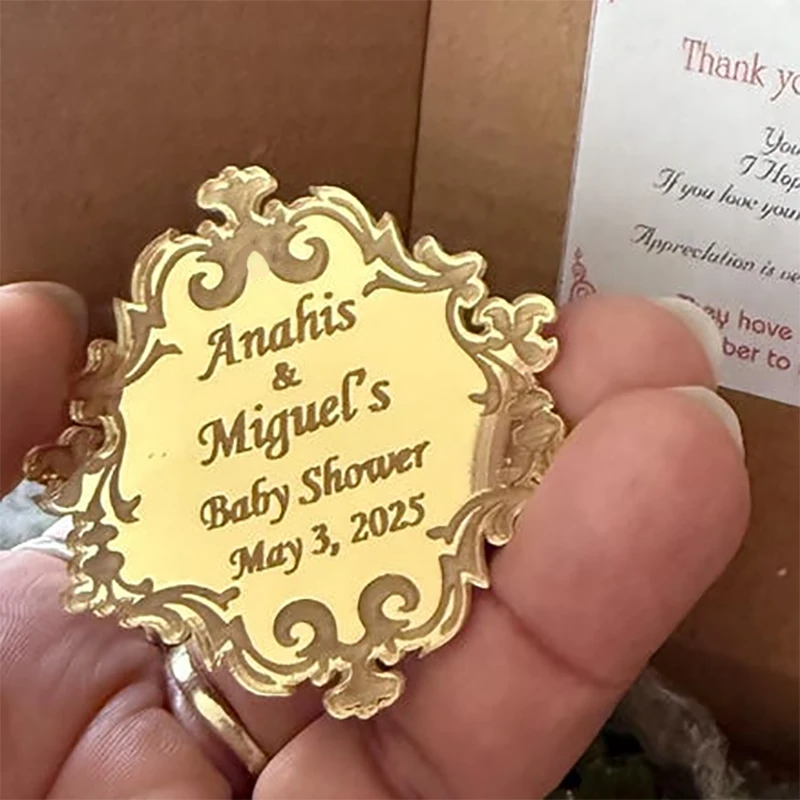 

Personalized Vintage Mirror Tags Bridesmaid Gift Lettering Name Logo Personalized Baby Shower Gift Wedding Favor Tags