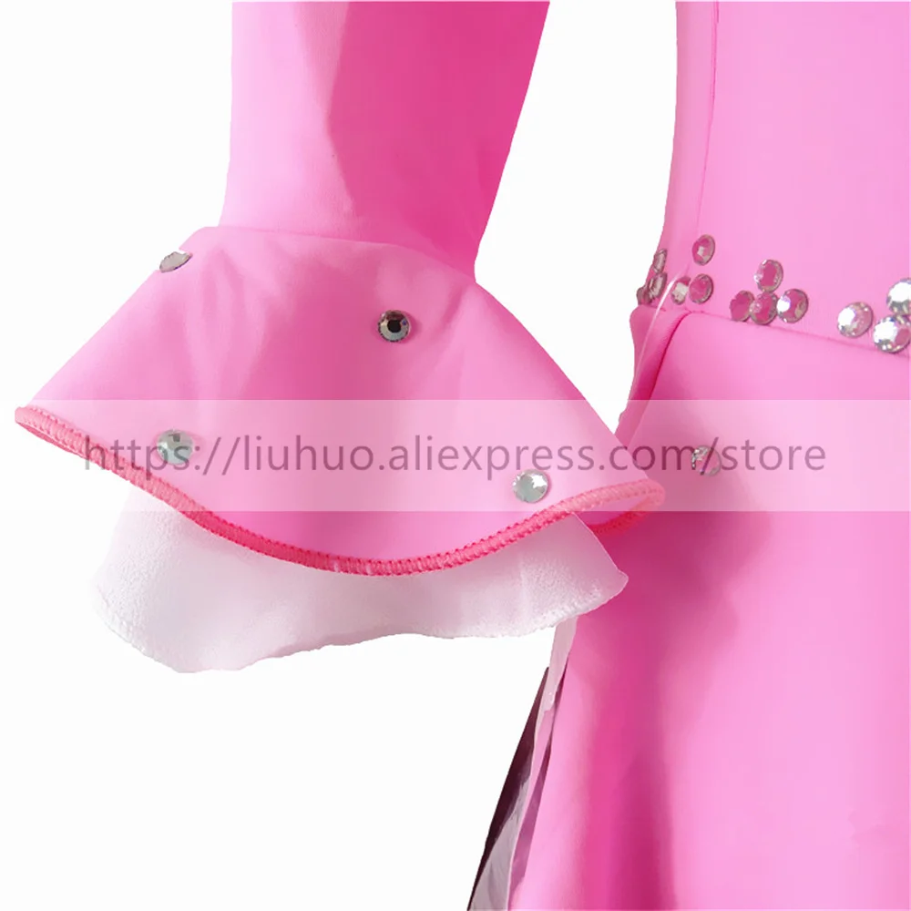 Liuhuo feminino meninas desempenho ballet ginástica competição collant vestido de patinação artística no gelo dança traje saia rosa crianças