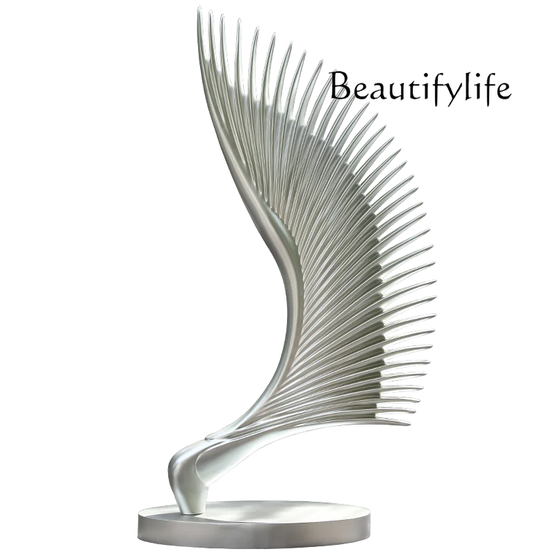 

Hotel lobby art installation large wing abstract sculpture sales office aisle fiberglass floor ornament