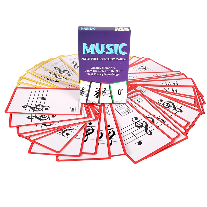 50 Music Study Flash Cards Basic Music Symbols,Staff Notation,Pitch and Syllable Names Education Cards for Beginners and Student