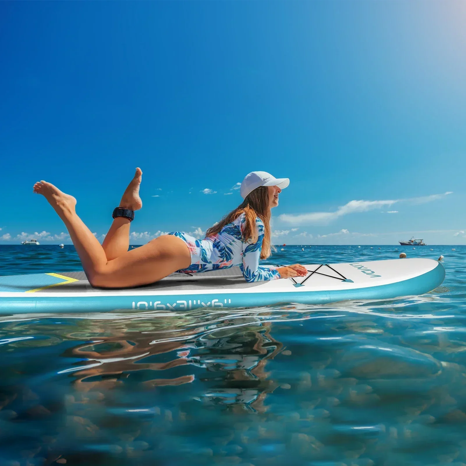 3.2m Inflatable Paddle Board Stand Up 6 In Thick SUP Paddleboard Water Sport Surf Set with Adjustable Paddle Pump Travel Bag
