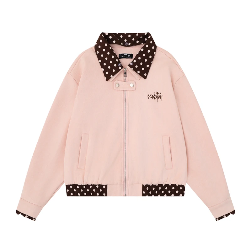 Spott Double Layer Collar Zipper Lapel Jacket for Men Women Casual Loose High Quality Streetwear Office Commuter Chic Jacket