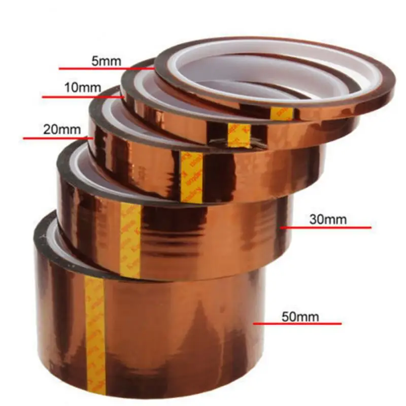 1PC Self Adhesive Tape 30M High Temperature Resistant Tape Electronics Industry Welding Polyimide Capton Insulating Tape 12 Size