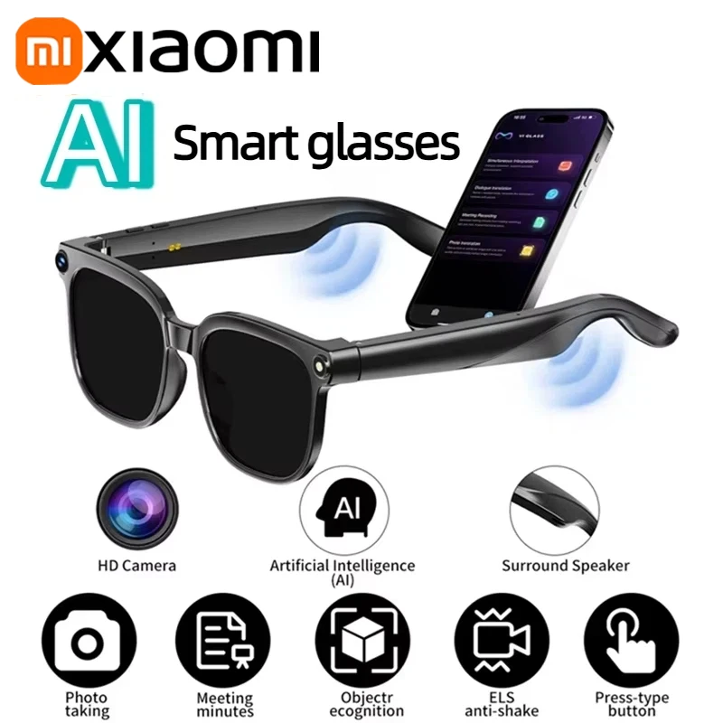 Gafas inteligentes Xiaomi 6K AI con cámara de 100MP Chat GPT Touch gafas de sol deportivas Bluetooth llamada vídeo reproductor de música para hombres y mujeres
