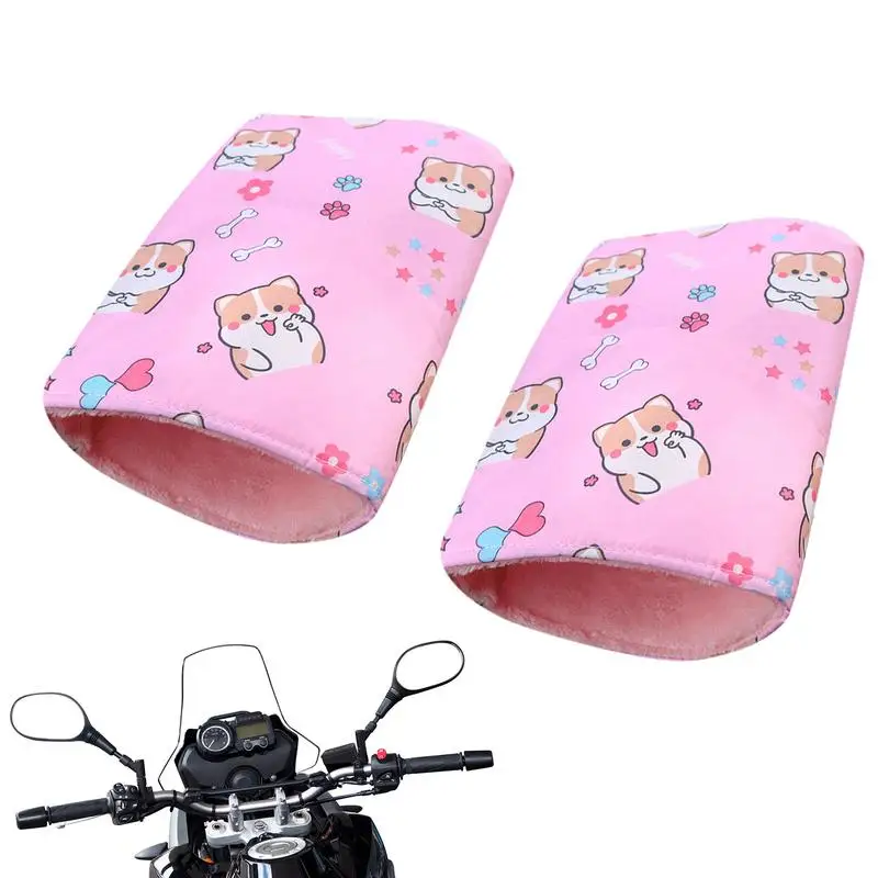 Handlebar Gloves For Bike 2pcs Universal Waterproof Handle Grip Gauntlets Gloves Cute Motorcycle Accessories For Cold Weather