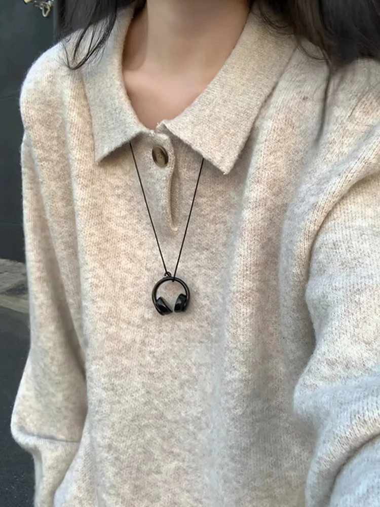 

Cleanfit Heavyweight American Sle Ne Knitwear Men's Autumn Winter One Button Flip Collar Sweater Soft Comfortable St...