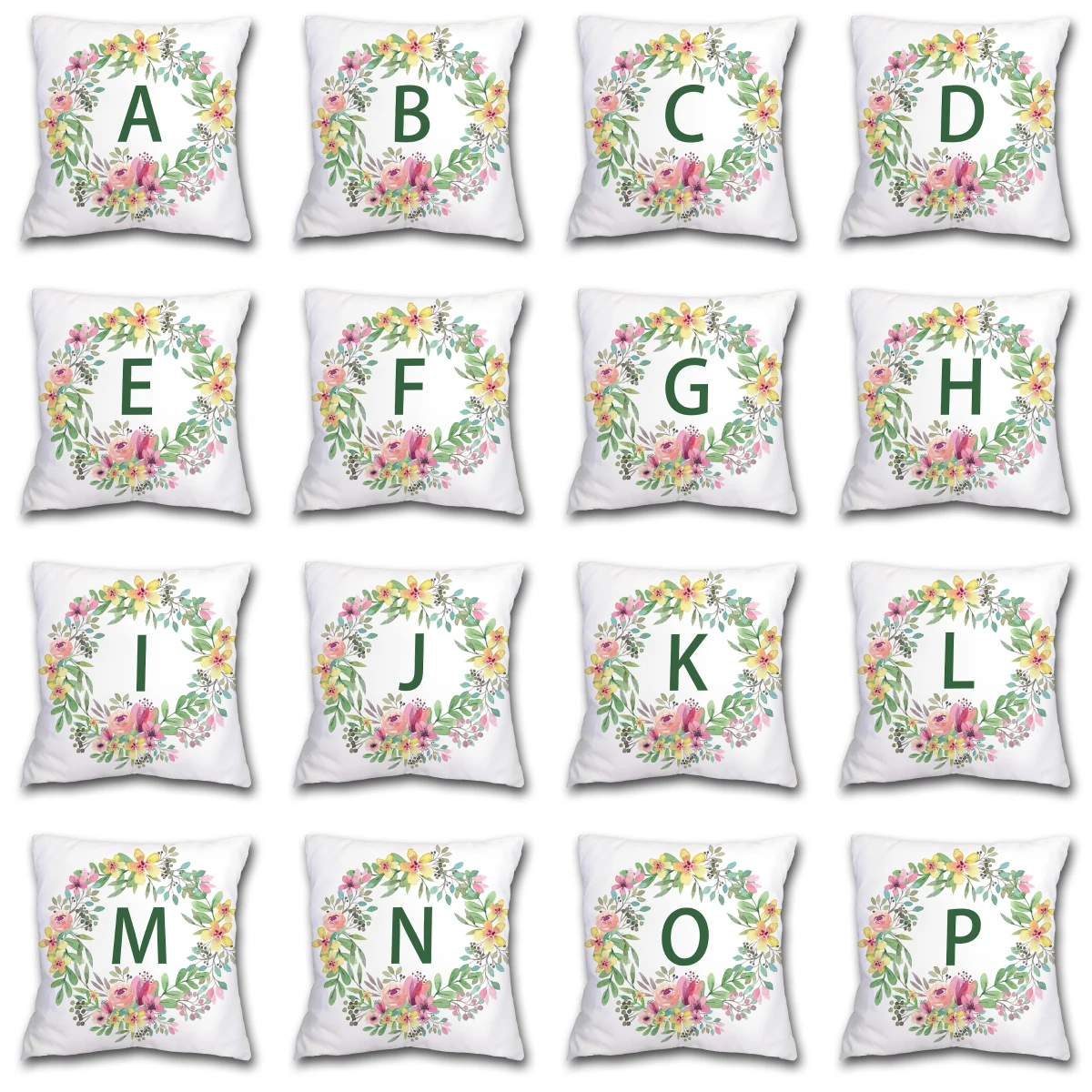 New Alphabet Floral Print Luxury Plush Pillows Case Flowers 26 Letters Modern Simple Decorative Sofa Chair Cushions Case Bed Car