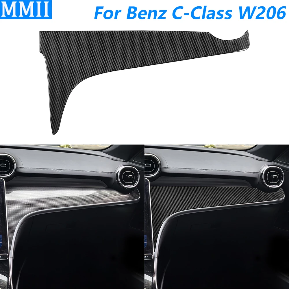 For Mercedes-Benz C-Class GLC W206 2022-2024 Carbon Fiber Co-pilot Dashboard Instrument Panel Trim Cover Car Accessories Sticker