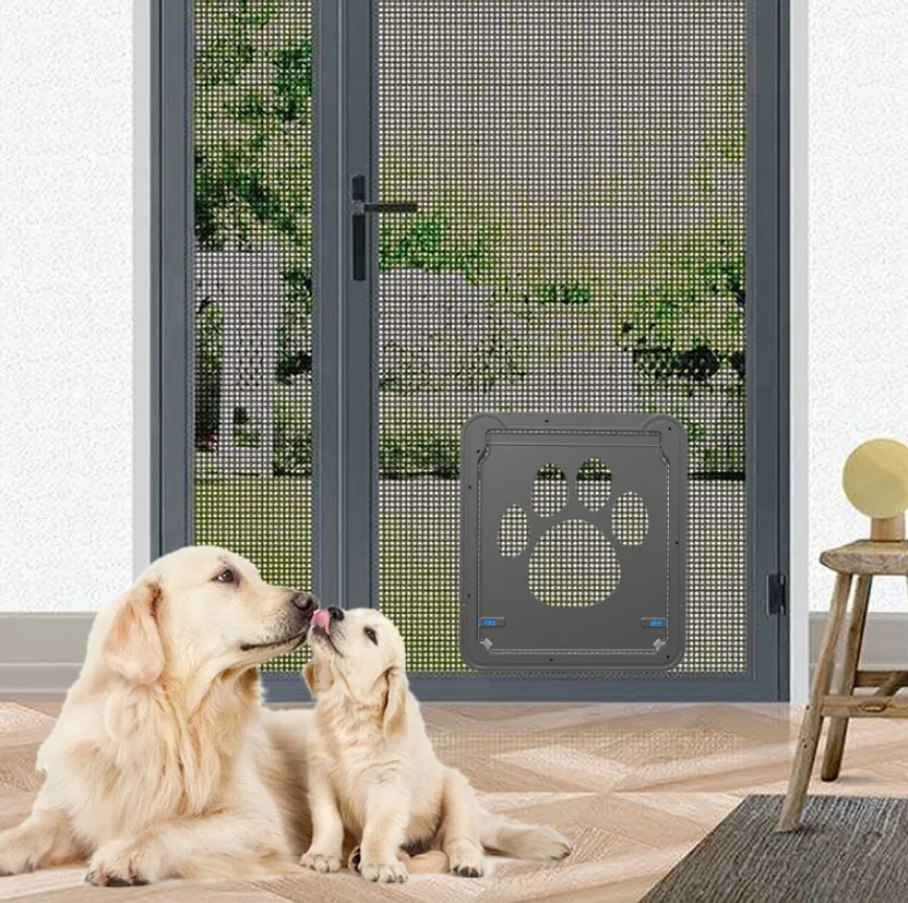 Dog Cat Door Lockable Magnetic Screen Outdoor Function Gates & Ramps Window Garden Tunnel Safety Self-Closing Flap Gate Pet Door