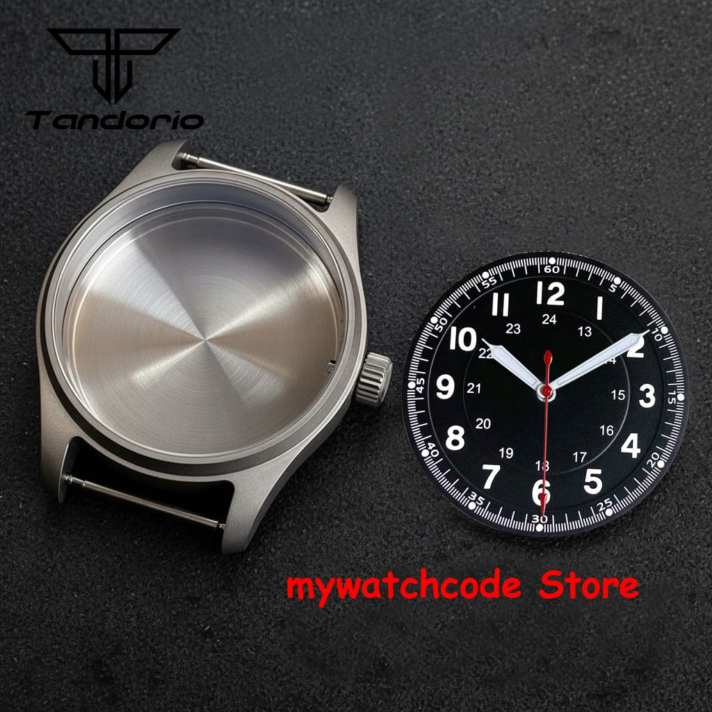 Caja de reloj de piloto de titanio de 39 mm, esfera, manecillas, compatible con Miyota 8215 821A DG 2813 3804, movimiento, cristal de zafiro, 20 ATM