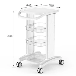 Good Quality ABS Beauty Salon Trolley Use Pedestal Rolling Cart Wheel Aluminum Mobile Stand