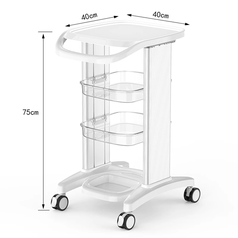 Good Quality ABS Beauty Salon Trolley Use Pedestal Rolling Cart Wheel Aluminum Mobile Stand