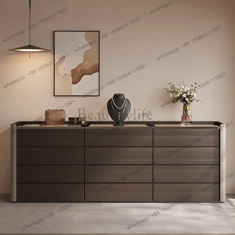 Solid Wood Chest of Drawers Bedroom Modern Minimalist Storage Cabinet Living Room Storage Floor-standing Drawer Cabinet