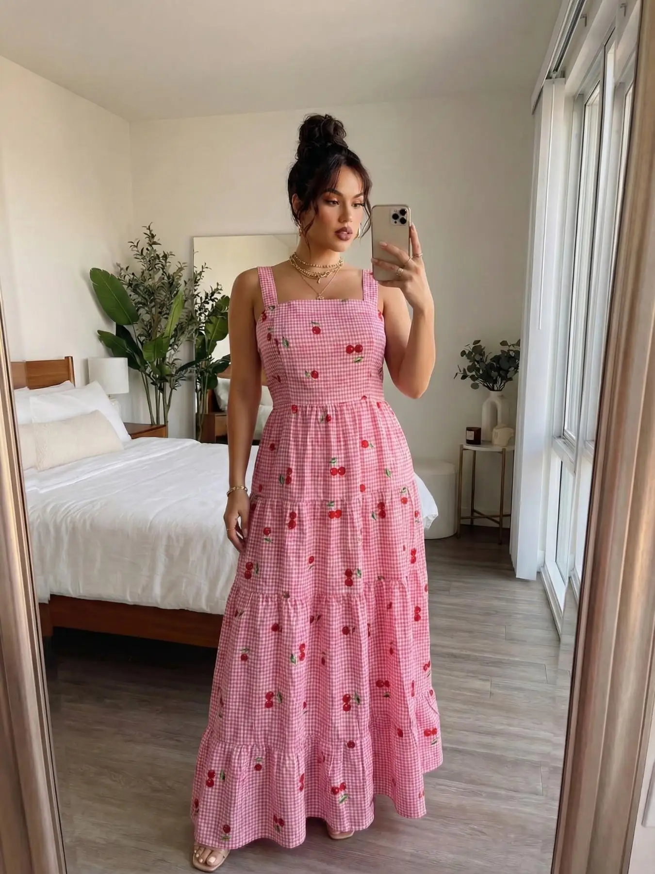 cherry print maxi dress Hemp Maxi Dress with Cherry Print