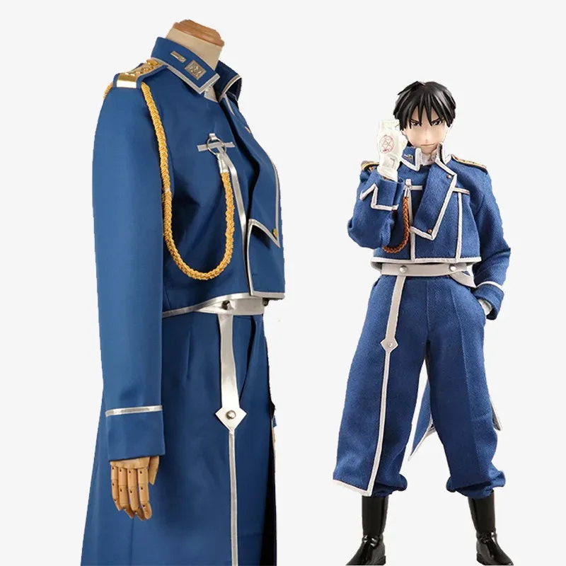 Anime Fullmetal Alchemist Cosplay Roy Mustang Costumi Uniforme militare Cappotto + Pantaloni + Grembiule