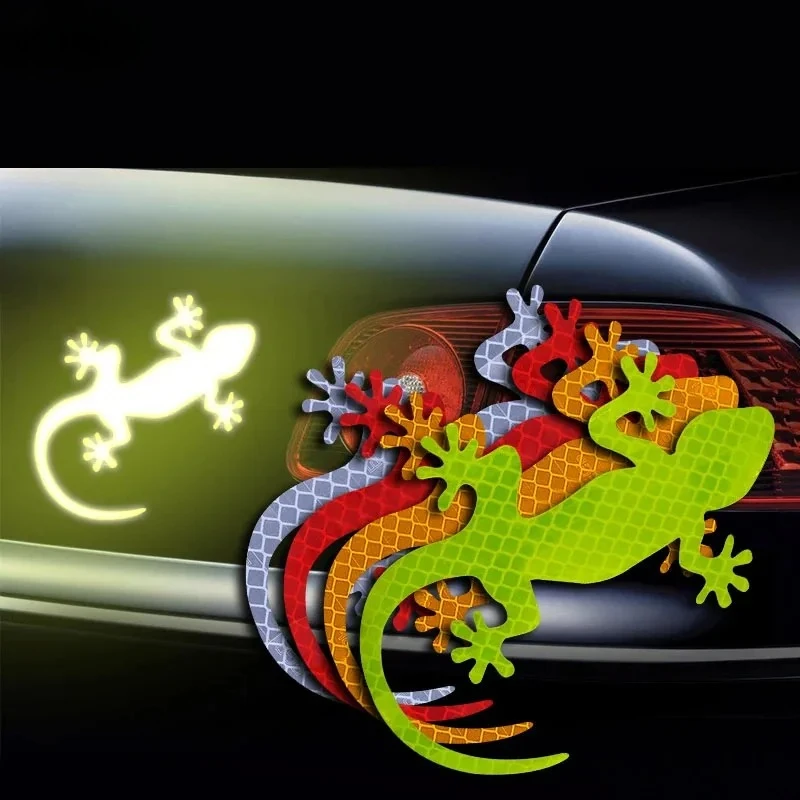 Car Styling Reflective Safety Sticker Warning Mark  Night Driving Warning Gecko Strip Light Reflector Auto Exterior Accessories