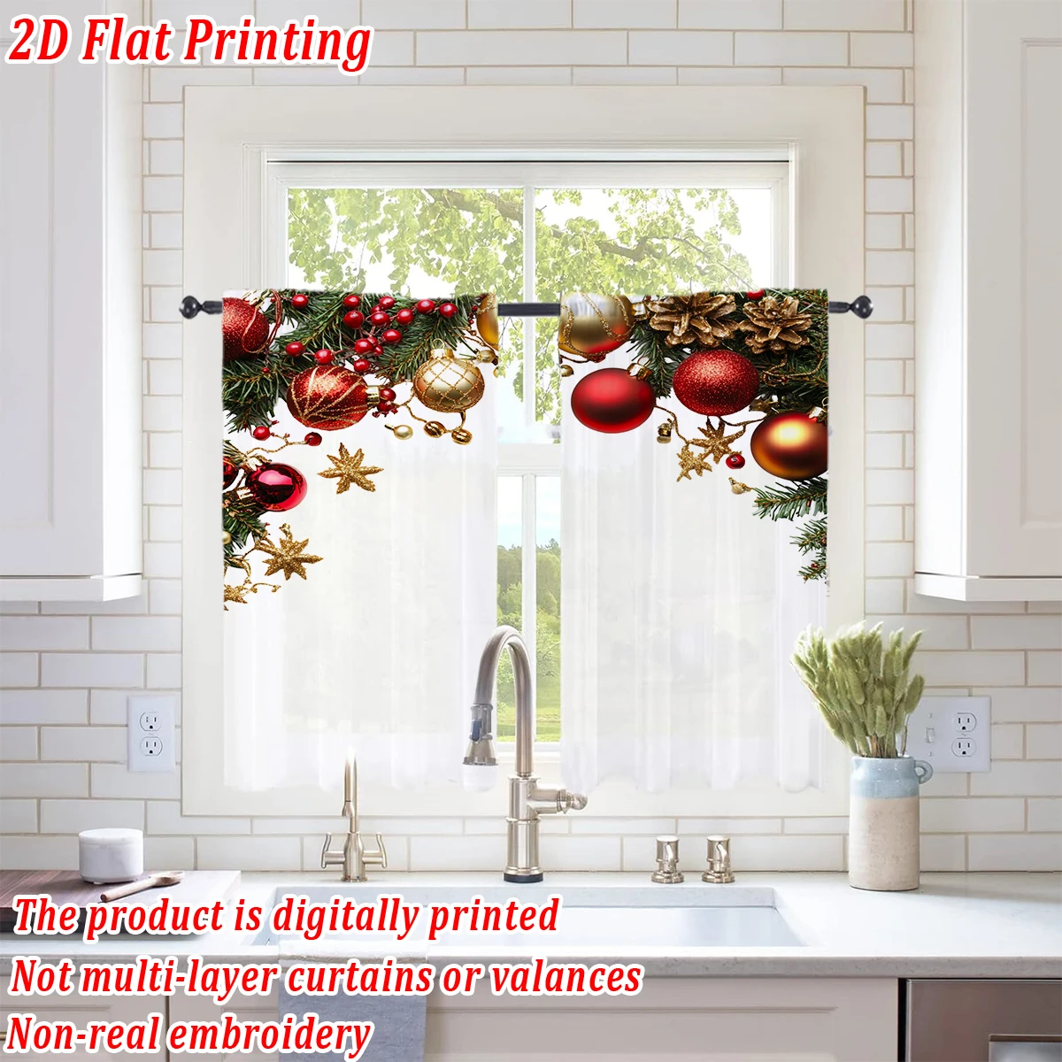 عيد الميلاد شقة الطباعة المطبخ شير الستار مع عيد ميلاد سعيد الكرة ستار بيري كوز الصنوبر لعيد الميلاد ديكور المنزل الطرف