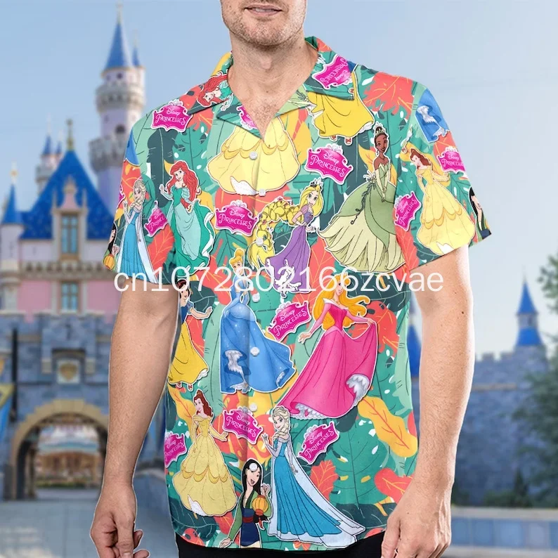 2024 New Snow White Hawaiian Shirt Men's Women's Kids Short Sleeve Shirts Disney Princess Hawaiian Shirts Beach Shirt