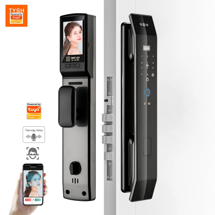 

TYSH Smart Door Lock With Wifi Tuya Smart 3D Face Recognition Fingerprint Digital Safe Door Lock For Home