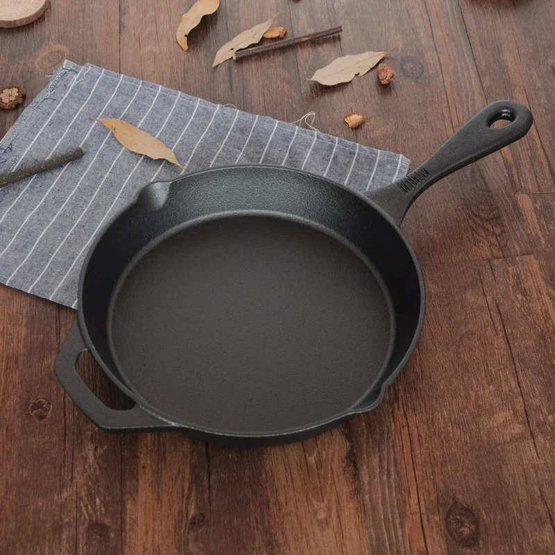 Cast iron frying pan without coating thickening fry steak cooking pot pancake oven cookware steak omelet pan roasting pan