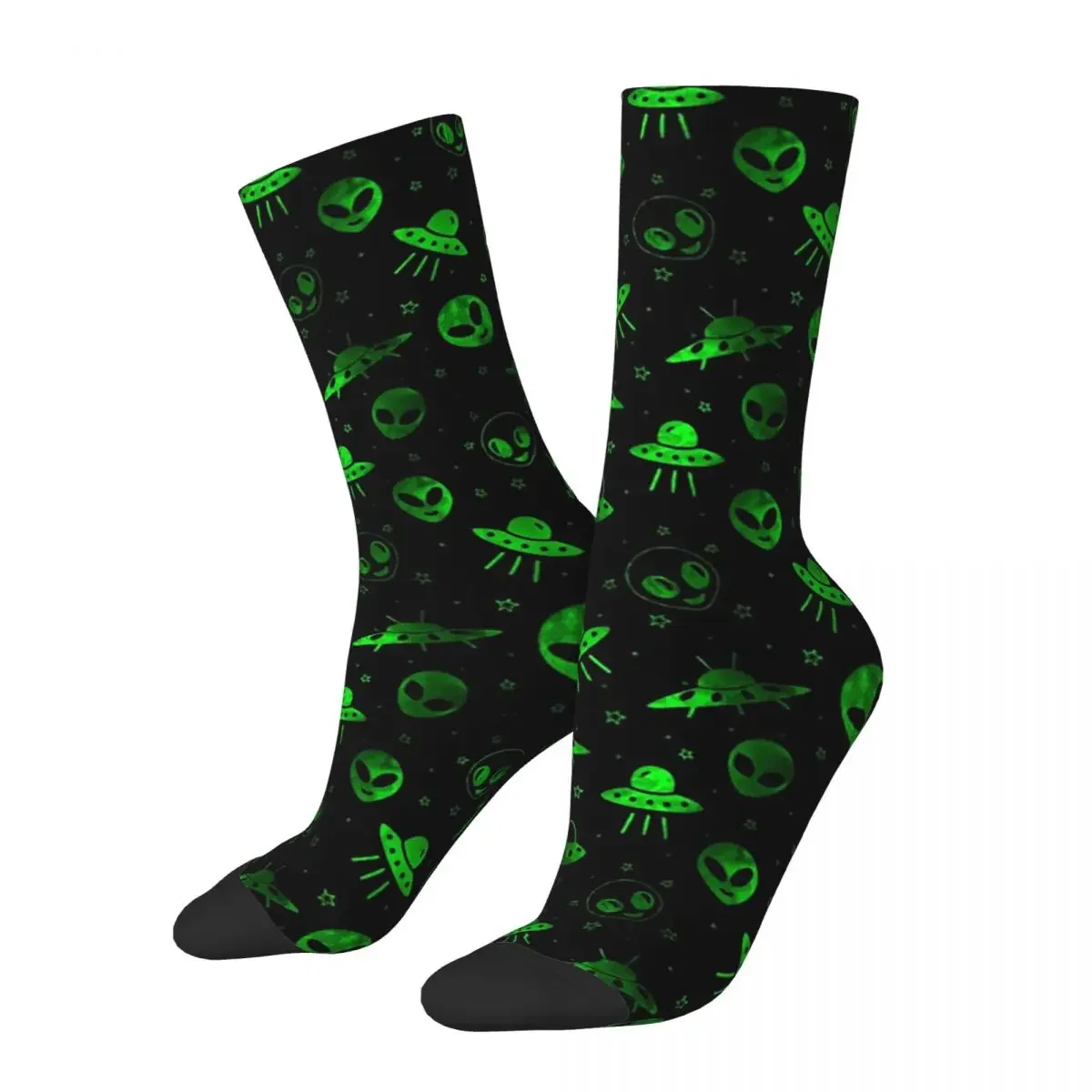 Aliens And UFOs Pattern Socks Harajuku Super Soft Stockings All Season Long Socks Accessories for Unisex Birthday Present