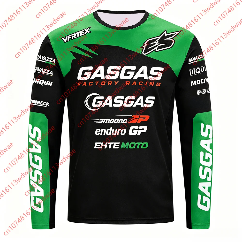 GASGAS Racing Enduro GP Motocross-Trikot, schnell trocknend, atmungsaktiv, langärmelig, MX-Offroad-Oberteil, Outdoor-Sport, Herren-Radsportanzug