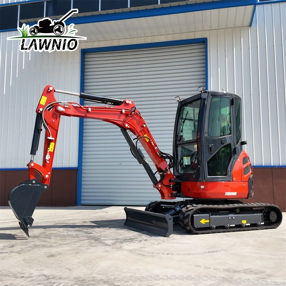 New Design Mini Excavator  Cabin Rubber Track Side Swing Boom Garden Farm Landscaping Work Pro Site Mini Excavator