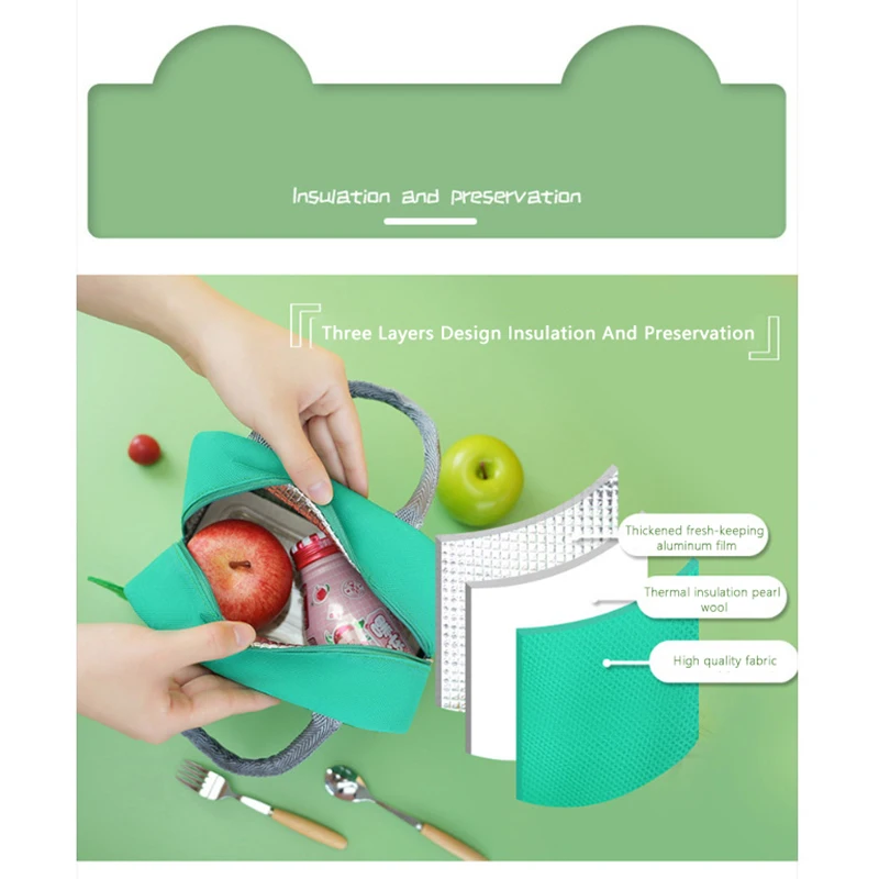 학생용 단열 도시락 가방, 단열 도시락 팩, 알루미늄 호일 라이스 백, 식사 팩, 아이스팩, 도시락 핸드백, 1 개