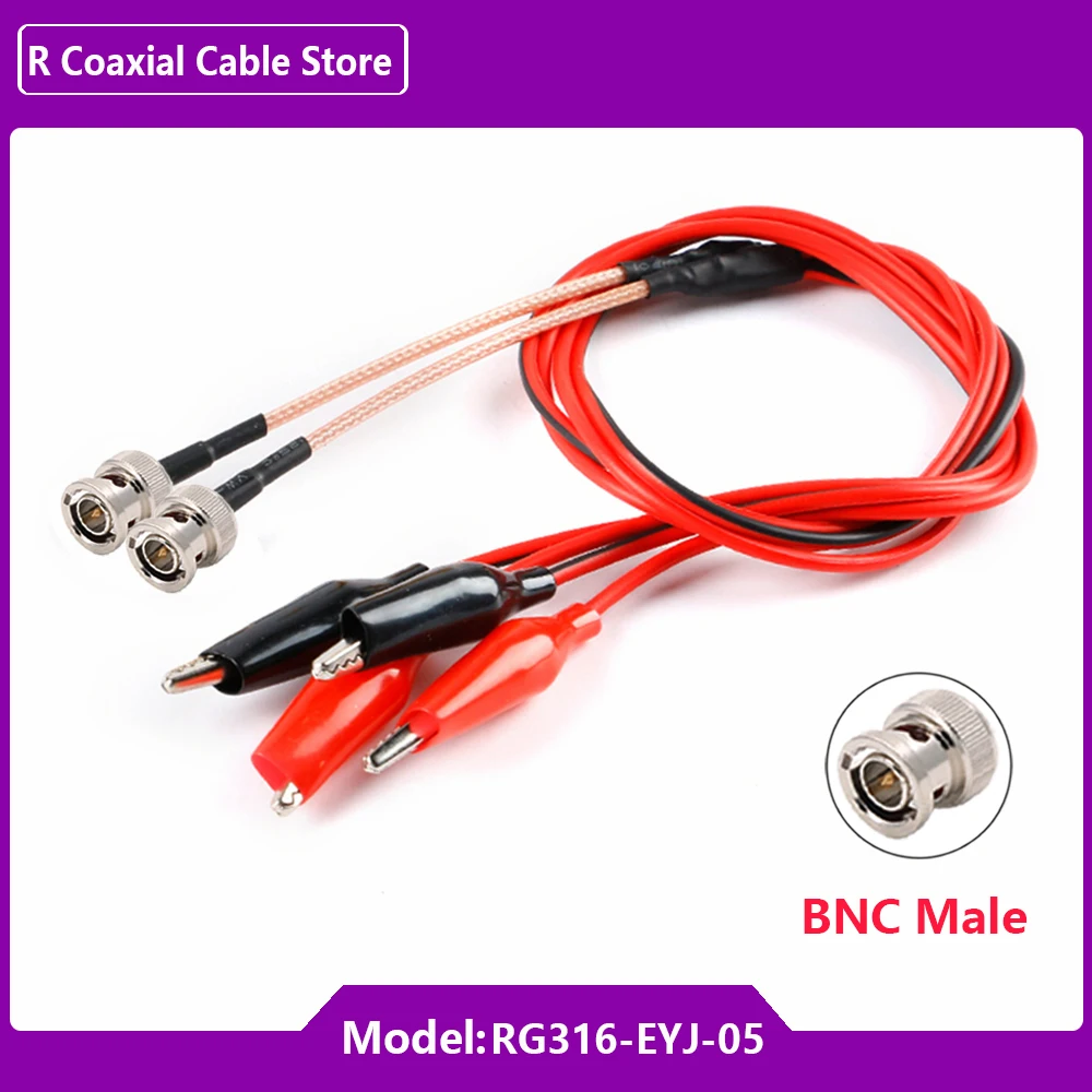 2PC RG316 RF Coaxial Cable Tester Lead Wire 50cm with BNC N TNC Male Plug to Dual Alligator Clips Connector for Electronics