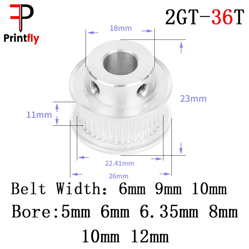 3D printer accessories 2GT synchronous pulley 2GT pulley BF 36 teeth GT2 pulley GT2 synchronous pulley6mm 9mm 10mm