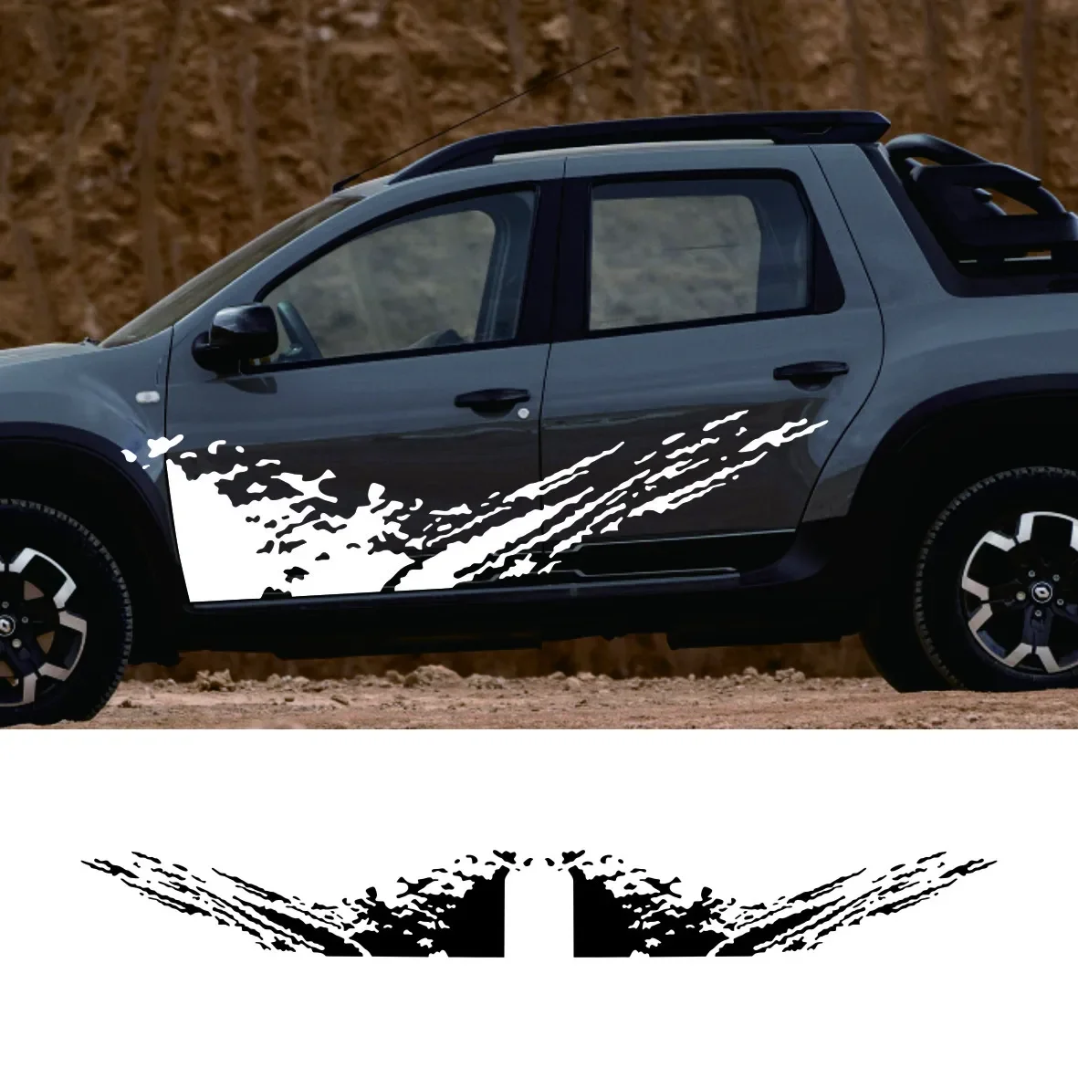 

Pickup Door Side Stickers For Renault Duster Oroch Truck Graphics Splash Grunge Decor Decals Trunk Vinyl Covers Auto Accessories