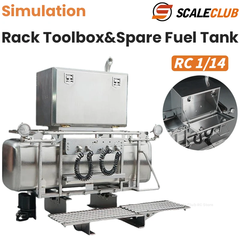Scaleclub Metal Equipment Rack Simulation Fuel Tank Rack Toolbox For 1/14 Tamiya RC Tractor Dump Truck MAN Scania Benz Diy Parts