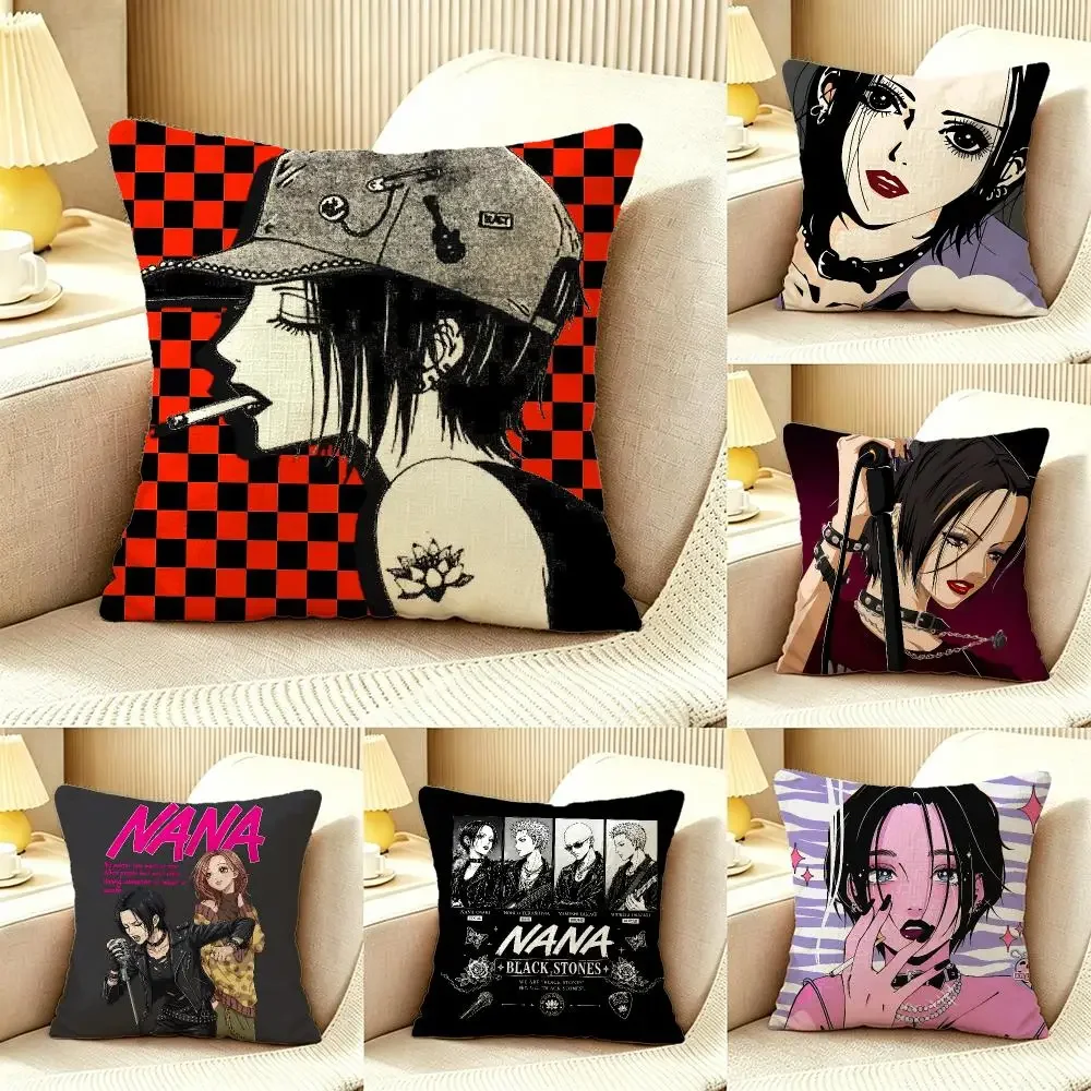 Anime NANA Cushion Cover Pillow Cover Nordic Minimalist Throw DoubleSided Print Cushion Case for Sofa Bedroom Decor