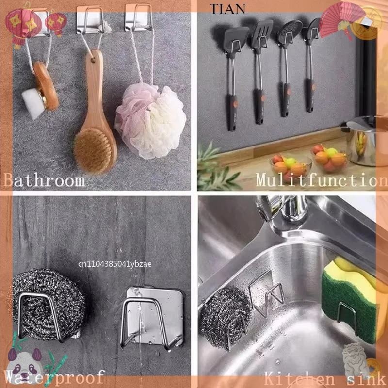 TIAN  Stainless Steel Sink Sponge Rack for Sponge Steel Wire Ball Draining Paste The Inner Wall of The Sink Kitchen Supplies