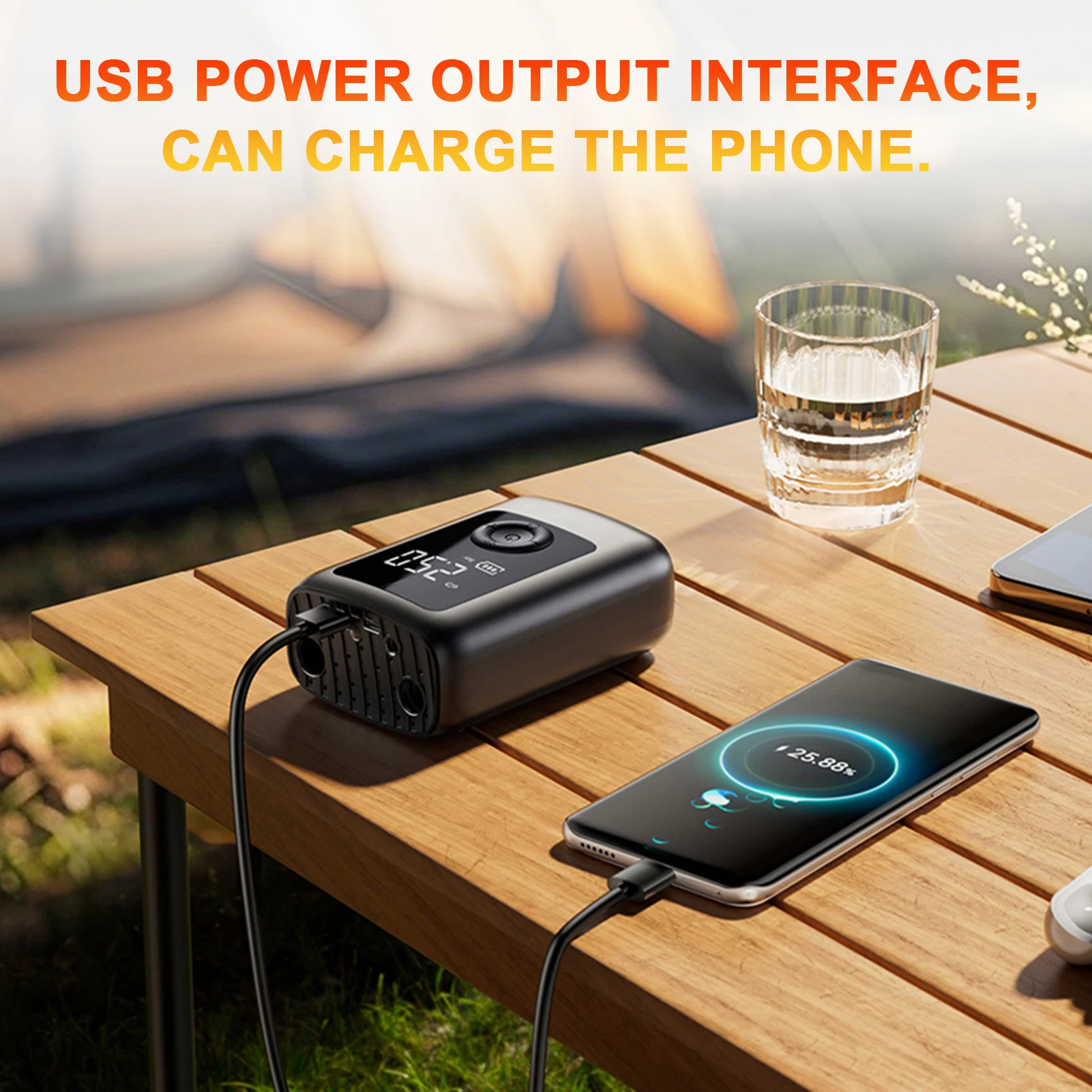 ضاغط هواء محمول، منفاخ إطارات قابل لإعادة الشحن بقدرة 4000 مللي أمبير في الساعة مع إيقاف تلقائي ومصباح يدوي LED، 153 رطل لكل بوصة مربعة للطوارئ اللاسلكي Ai #3