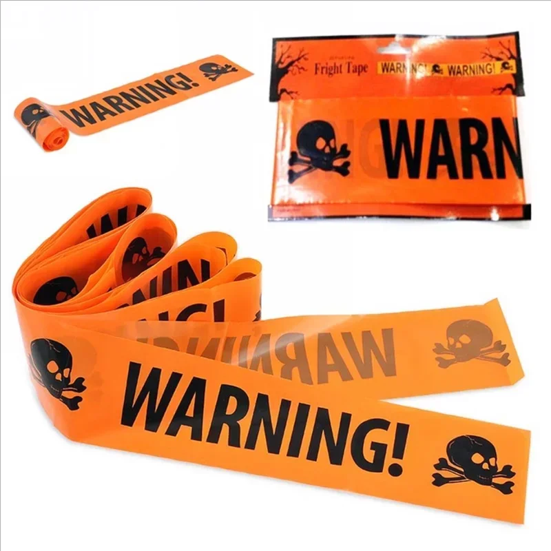 NEW 1PC Halloween Props Window Prop Warning line Plastic Skull Head Warning Tape Signs Halloween Decoration Witch Balloons lot