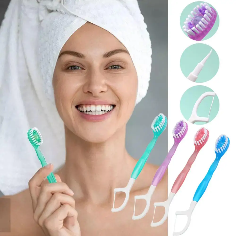 10pcs/pack Travel Toothbrushes With Breath Freshener Beads All-in-one Dental Floss Toothpick Toothbrush Disposable Oral Products