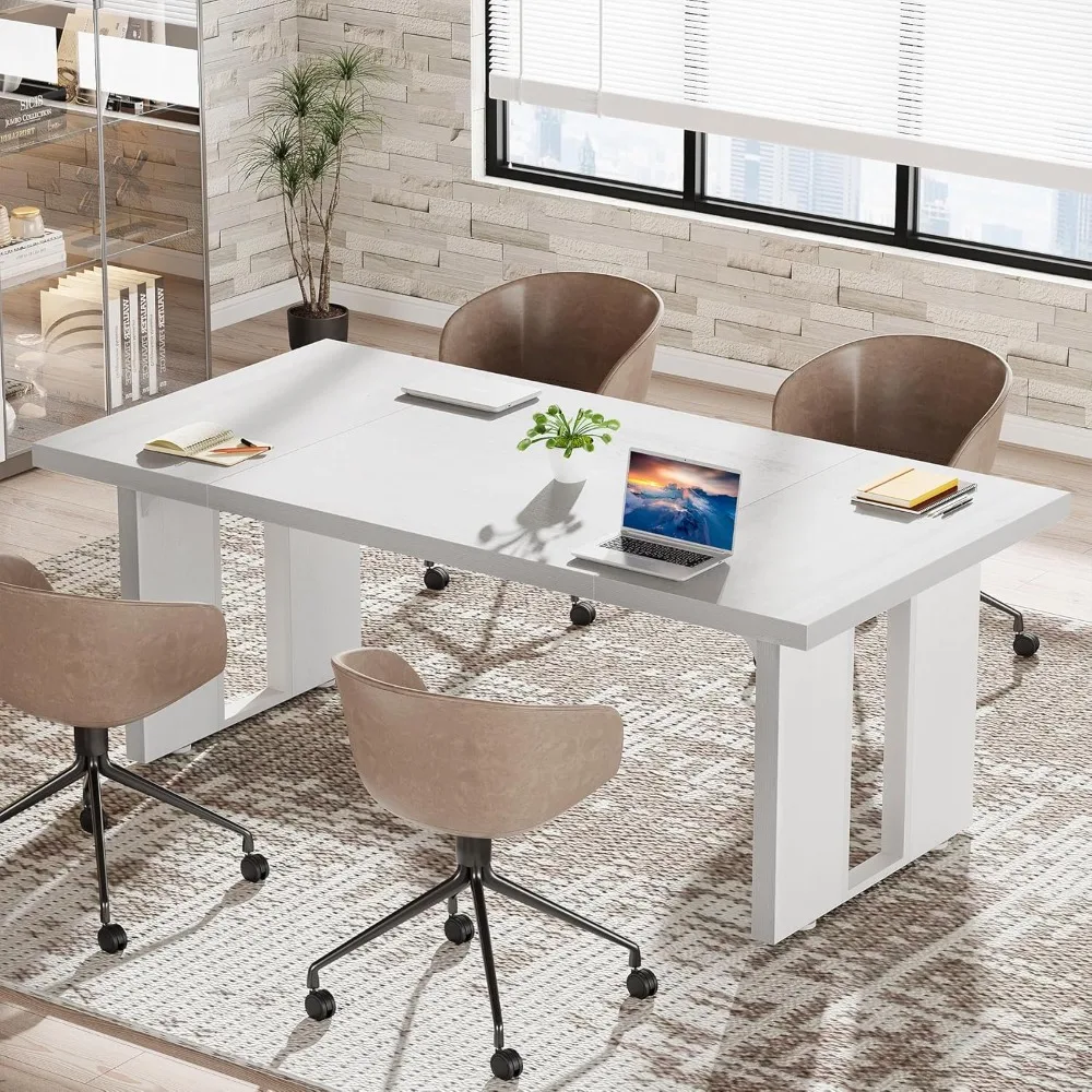 طاولة ندوة مستطيلة بطول 6 أقدام، 70.9 لتر × 31.5 وات لـ 6 أشخاص، طاولة غرفة المكتب وغرفة الاجتماعات #3